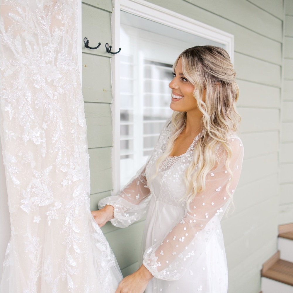 Adelina Spot Lace Maxi Bridal Robe